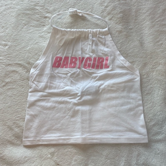 Pink & White Baby Girl Halter Top Crop Top - Picture 2 of 11